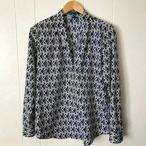 Lauren Ralph Lauren Printed Polyester Top Blouse Size M